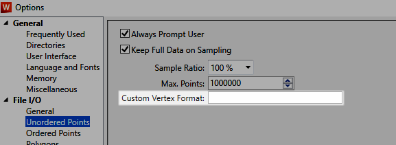 How can I change the vertex import format for points from an ASCII text ...