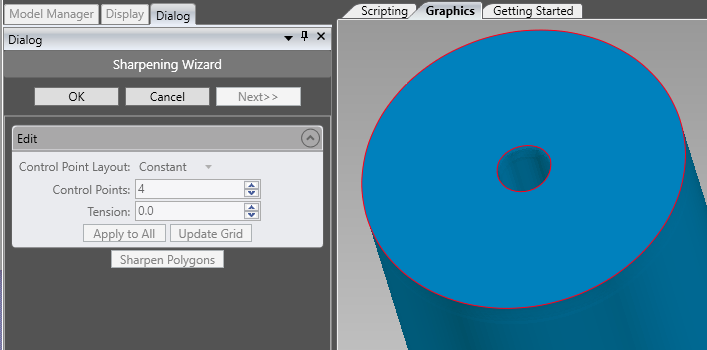 How do I use the Sharpening Wizard to create sharp edges on my polygon ...