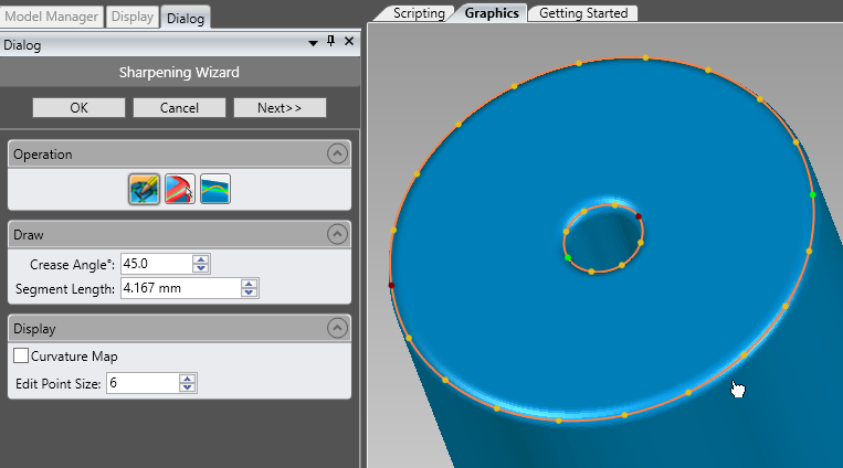 How do I use the Sharpening Wizard to create sharp edges on my polygon ...