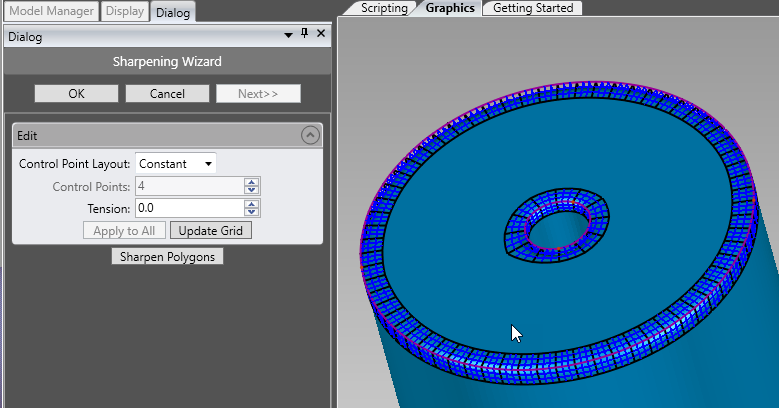 How do I use the Sharpening Wizard to create sharp edges on my polygon ...