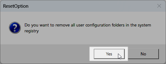 Reset Options/Registry Clean